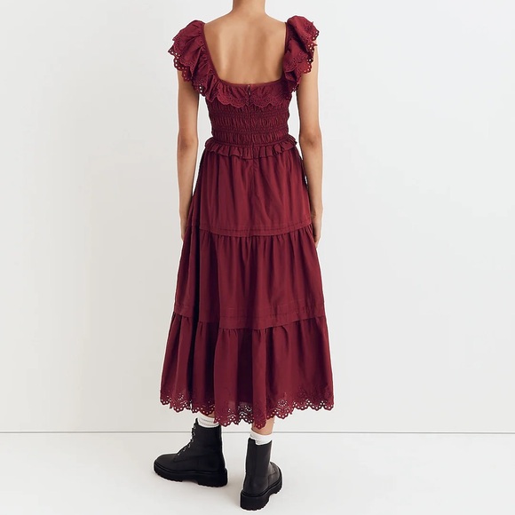 NWOT / Madewell Petite Lucie Embroidered Cotton Midi Dress - Picture 2 of 9